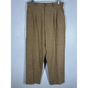 CM Sportfolio By Gloria Pants Womens 12 Tan Microfiber Pleated Trousers USA